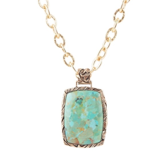 Jacquard Blue Turquoise Golden Pendant Necklace