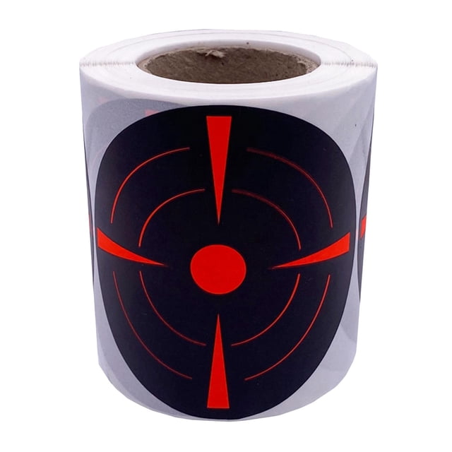 Rollo de pegatinas de objetivo de tiro de 200 piezas de 3 pulgadas, pegatinas adhesivas circulares fluorescentes para objetivos, objetivos de papel pa Negro rojo Macarena Blancos de tiro autoadhesivos
