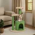 thumbnail image 6 of UBesGoo Cat Tree, 33in Multi-Level Tower for Play & Rest with Scratching Post, Curved Perch & Plush Bed, Green, 6 of 7