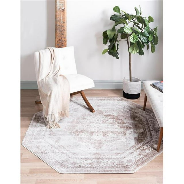 Unique Loom 3151863 4 x 4 ft. Salle Garnier Sofia Octagon Rug, Light Brown