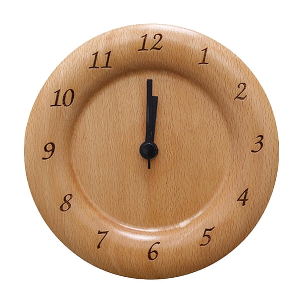 Reloj despertador de madera pequeño, multiusos, redondo, creativo, silencioso, digital, temporizador. Estilo A
