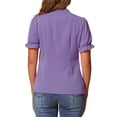 thumbnail image 3 of INSPIRAR CHIC Blusas de Verano para Mujeres de Color Sólido con Lazo en el Cuello y Mangas Cortas para Usar en el Trabajo Violeta L, 3 of 6