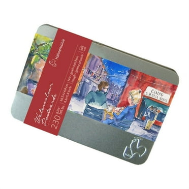 Hahnemuehle Watercolor Postcard Tin, 4.1" x 5.8", 30 Sheets, Rough