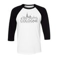 thumbnail image 1 of Skyline Cologne German Three-Quarter Raglan Sleeve Baseball Shirt Unisex 2X-Large White/Black, 1 of 5