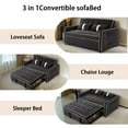 thumbnail image 2 of Convertible Sleeper Sofa with Adjustable Backrest, Side Pocket & Phone Holder, Velvet Black, 2 of 8