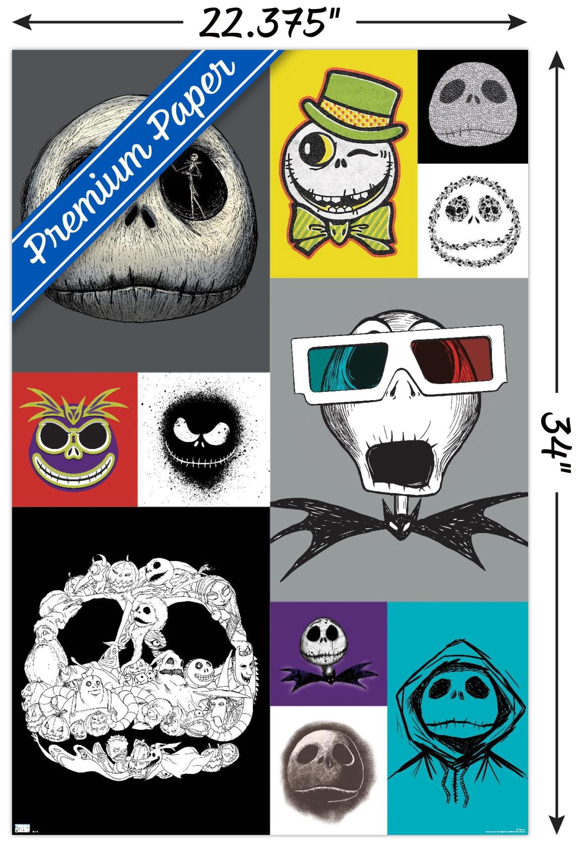 Disney Tim Burton's The Nightmare Before Christmas - Jack Grid Wall Poster, 22.375" x 34"