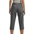 thumbnail image 4 of MLQIDK Pedal Pushers for Women Dressy Casual Lounge Pants Knee Length Elastic Waist Comfy Capris Trendy Summer Cargo Capri Pants with Pockets Gray 2XL, 4 of 4