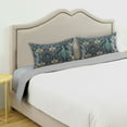 thumbnail image 3 of Yayeee Pillowcase Standard Size Set of 2 Satin Wrinkle Resistant Envelope Pillow Case, Navy Blue Peacock Pattern, 3 of 8