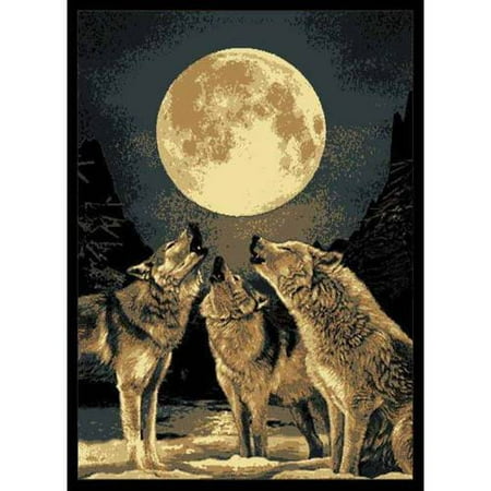 - United Weavers Elements Wolves Woven Polypropylene Area Rug, Multi, 5'3