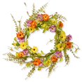 thumbnail image 1 of 20 in. Floral Wreath Decor Orange & Yellow with Purples Flowers, 1 of 1