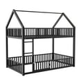 thumbnail image 6 of Euroco Metal Twin over Twin Bunk Bed, House Bed with Fence and Door for Kids Teens, Black, 6 of 7