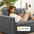 thumbnail image 3 of CHITOOMA 3 in 1 Pull Out Sofa Bed with Adjustable Backrest, 70" Convertible Loveseat Sleeper Couch with Charging Port, Side Pockets & Cylinder Pillows for Living Room Apartment, Gray, 3 of 12