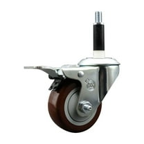 3 Inch Maroon Poly Swivel 7/8 Inch Expanding Stem Caster Total Lock Brake SCC