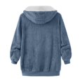 thumbnail image 7 of Xudanell Womens Winter Sherpa Fleece Jacket Fashion Women Casual Solid Hooded Plush Warm Jackets Zipper Cardigan Tops Coat (Blue,5XL), 7 of 7