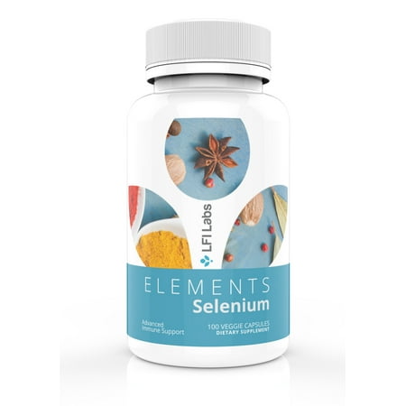 ELEMENTS Selenium Thyroid Support Supplement, 200mcg High Absorption Selenomethione for Weight Loss, Antioxidant - Boost Fertility, Metabolism, & Energy. By LFI Labs Elements - 100 Vegetable