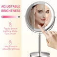 thumbnail image 4 of Rechargeable 8'' Lighted Makeup Mirror, 1X 10X Magnifying Vanity Mirror with 3 Color LED Lights, Touch Sensor Adjust Brightness Double-Sided Cosmetic Mirror, Brushed Nickel, 4 of 6