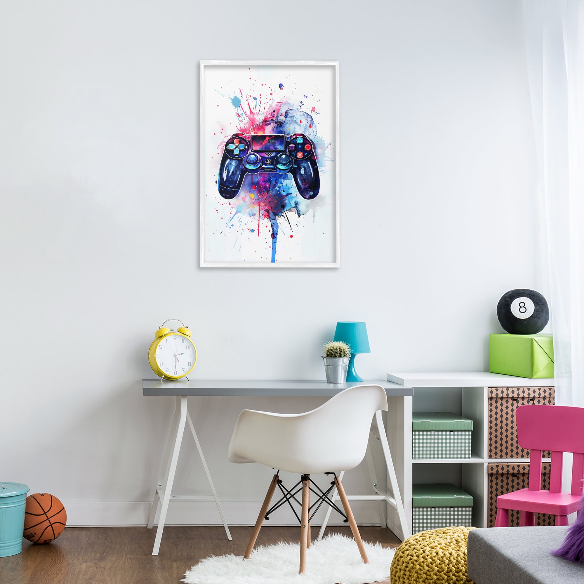 Stupell Industries Burst of Color Controller White Framed Giclee Art, design by Creative Studio