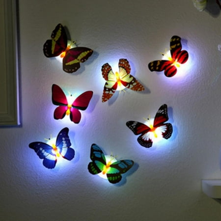 

18Pcs 3D Flash Glow Butterfly Wall Stickers Colorful LED Butterfly Night Lights for Kids Room Bedroom Wall Decor 3D Wall Butterfly Neon Sign Decor Random Color
