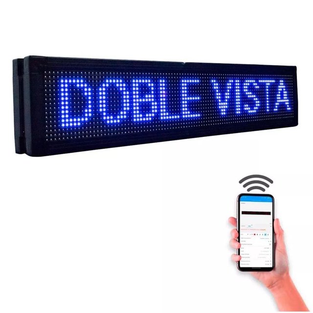 Letrero Led Azul Programable Doble Vista Wifi 100cm X 20cm Publicidad, Negocio, Tiendas