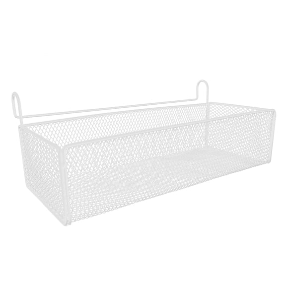 Mobestech White Iron Hanging Shower Organizer Basket for Bathroom and Dorm, Space-Saving Wall Mounted Storage Shelf