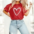 thumbnail image 6 of TKLPEHG Women Heart Graphic T Shirts Short Sleeve Valentines Day Shirt Crewneck Regular Fit Tee Summer Casual Basic Tee Tops (Red,S), 6 of 8