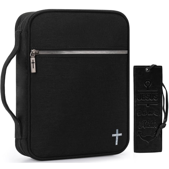 Montana West Church Bag for Women Men Protective Bible Cover with Leather Bookmark, Black