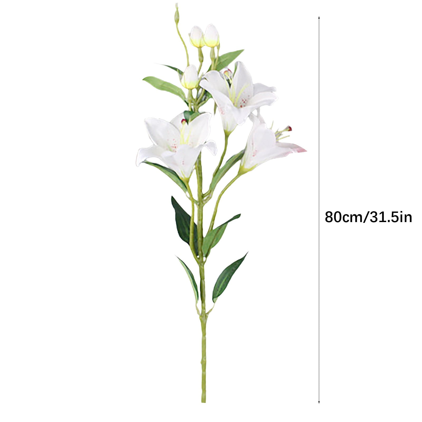5 Pcs Stargazer Lily Artificial Flowers for Decoration, Long Stems Real Touch latex Fake Flowers, Faux Silk Easter Lily for Spring Indoor Home Office Wedding Table Centerpiece, 31.5 Inch, White