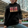 thumbnail image 2 of Bride, Engagement, Bridal Shower, Wedding Day or Fiancee Themed, Groovy Retro Wavy Text Merch Gift, Black Hooded Sweatshirt or Hoodie, 3XL, 2 of 5