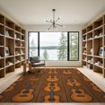 thumbnail image 2 of ODIKA 9'x12' Washable Area Rug Retro Repeating Music Note Vintage Notes Acoustic Guitar Print Refined for Master Suite, California King, Under Bed, Non-Shedding, Easy Care, 2 of 7