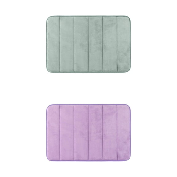 Unique Bargains 2 Pcs Soft Thick Absorbent Quick Dry Bathroom Bath Rugs Non Slip Grey/Purple 16" x 24"