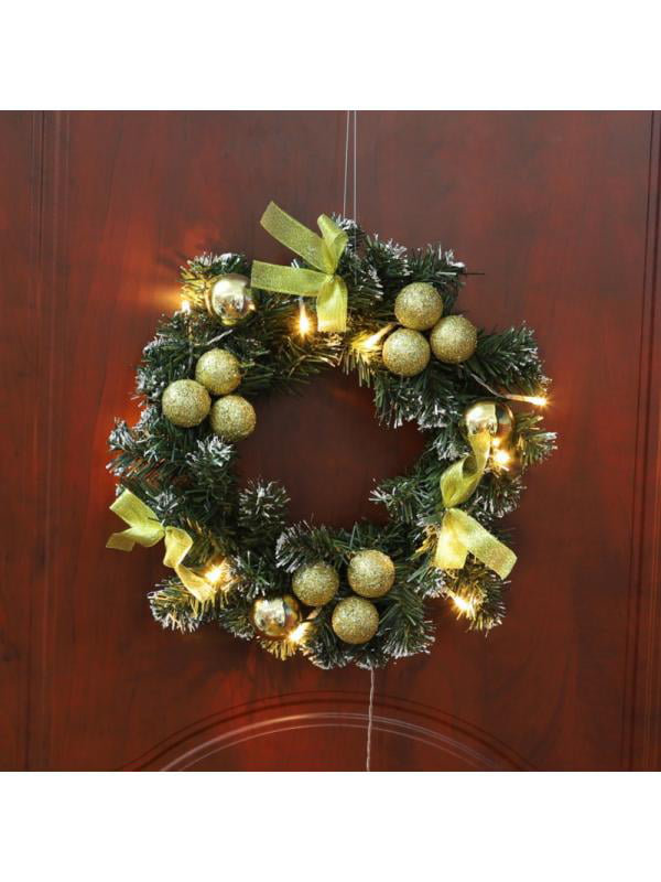 25cm Christmas Wreath Door Wall Ornament Garland Decoration White Bowknot 
