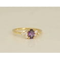 thumbnail image 3 of vylahjewellery Classic 10K Yellow Gold Wedding Ring Purple Oval Cut Moissanite Diamond Cluster Ring Vintage-Inspired Style February Birthstone Engagement Ring for Her, 3 of 6