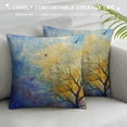 thumbnail image 3 of Orinice  Nature Throw Pillow Cushion Cover, Autumn Trees Gulls Skying in Sky Watercolor Paintbrush Fall Art, Decorative Square Accent Pillow Case, Marigold Yellow, 3 of 5