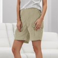 thumbnail image 2 of Women's Shorts Summer Solid Color Pocket Casual High Waist Hot Bermuda Cargo Board Gym Beige Bottoms Sizes M, 2 of 6