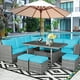 Costway 7 PCS Patio Rattan Dining Set Sectional Sofa Couch Ottoman Garden  Turquoise - image 1 of 10