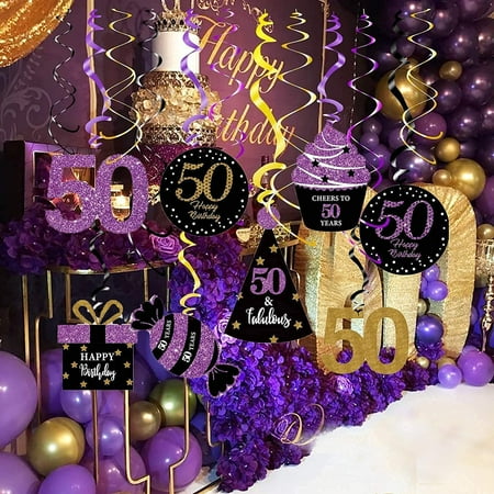 50th Birthday Decorations For Women Purple Black Gold Qian S Party Foil Hanging Swirls Decor Canada - Purple And Gold Birthday Decoration Ideas 50th Birthday Decorations For Women Purple Black Gold Qian S Party Foil Hanging Swirls Decor Canada - Purple And Gold Birthday Decoration Ideas