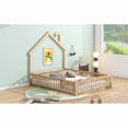 thumbnail image 4 of Wood Full Size House Platform Bed with Guardrail, Natural, 4 of 18