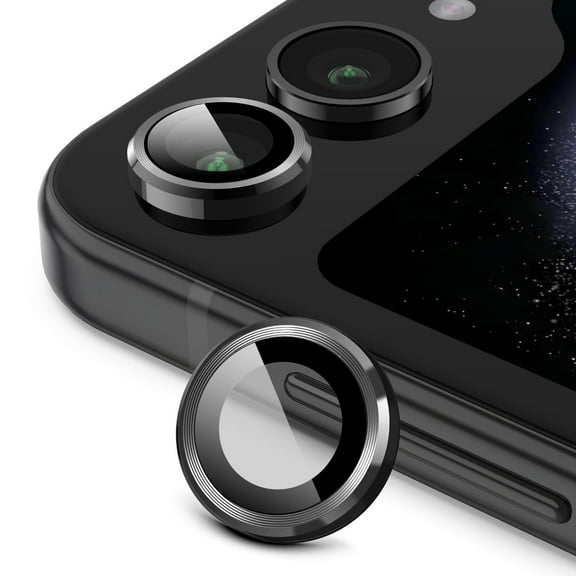 JETech Camera Lens Protector for Samsung Galaxy Z Flip 5, 9H Tempered Glass Metal Individual Ring Cover, HD Clear, 2-Pack (Graphite)