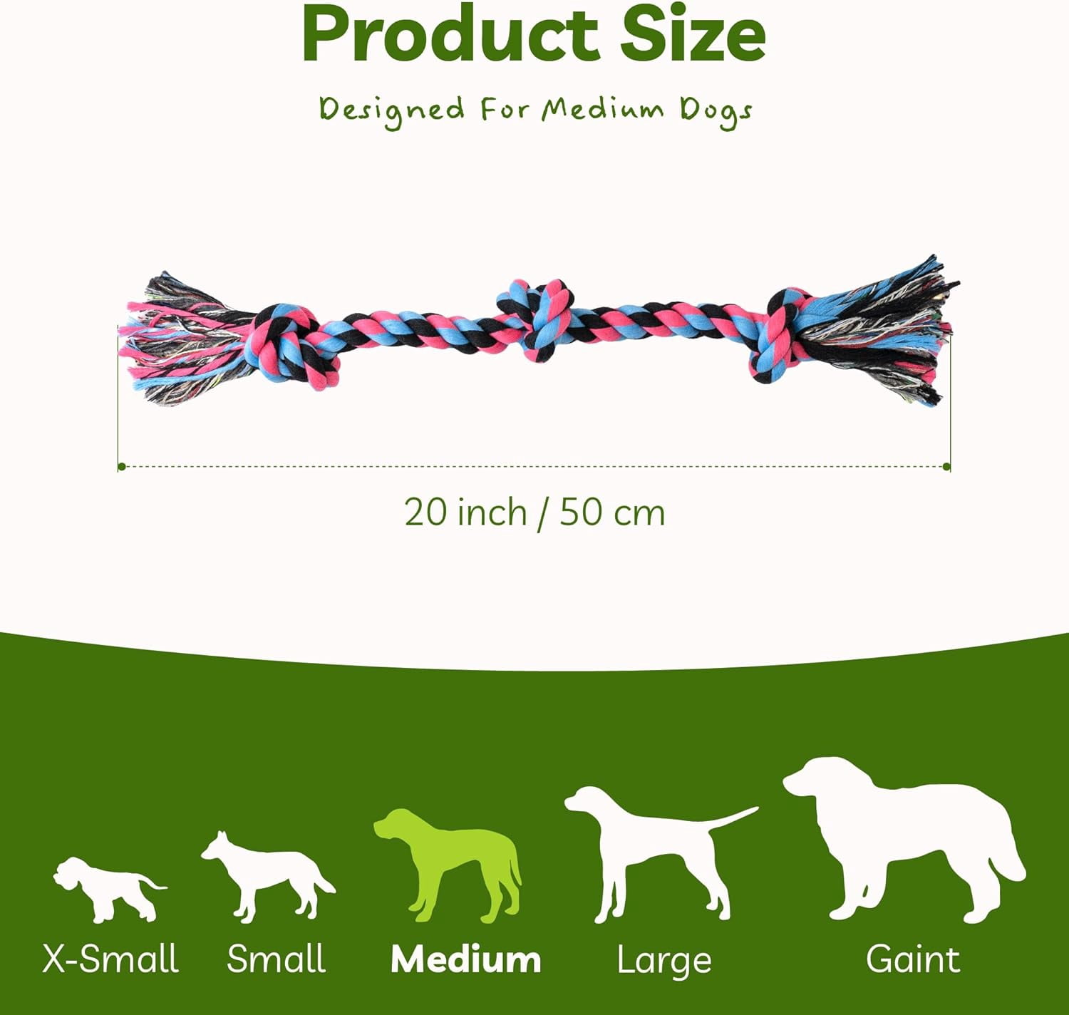 Dog Rope Toy for for Medium Dogs, Durable Cotton Dog Chew Toys for Aggressive Chewers, Interactive Tug of War Dog Toys for Medium to Large Breed
