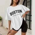 thumbnail image 2 of Afdoent Womens Tops Letter Printed Crew Neck Short Sleeve Loose T Shirt Casual Fashion Clothes For Women, 2 of 4