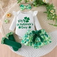 thumbnail image 4 of JIAYUE Sets For Girls St Patricks Day Outfits Crew Neck Cartoon Print Long Sleeve Snap Romper Skirt with Headband For Toddler Casual Outfits, 4 of 9
