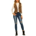 thumbnail image 2 of INSPIRE CHIC Women's Casual Faux Suede Sleeveless Short Biker Vest Jacket M Camel, 2 of 8