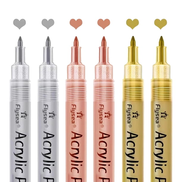 BolíGrafos de Pintura AcríLica: BolíGrafos de Pintura de Oro, Plata y Oro Rosa, Rotuladores MetáLicos, Juego de BolíGrafos de Pintura MetáLica una Base de Agua
