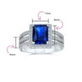 thumbnail image 5 of Bling Jewelry Womens Art Deco 3CT Rectangle Blue CZ Emerald Cut Halo Engagement Ring Sterling Silver, 5 of 6