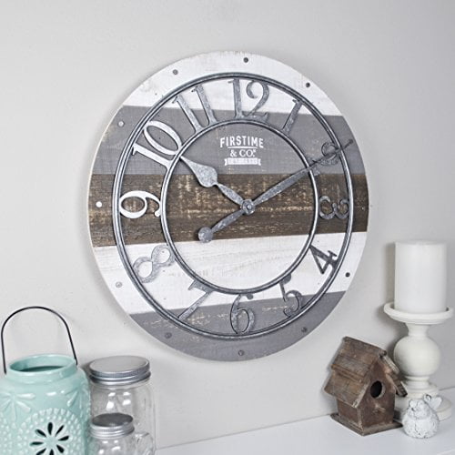 FirsTime 99687 Shabby Wood Wall Clock Gray