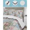 thumbnail image 4 of Green Blue Pink Botanical Full Size Down Alternative Comforter, Lightweight Comforter Quilt Bedding Set with Pillow Shams Spring Floral Vintage All Seasons Bed Comforter Duvet Insert 78"x90", 4 of 7