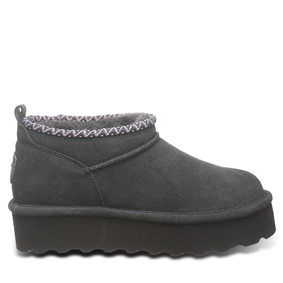 BEARPAW Women's Retro Super Shorty Deco Graphite Size 6 | Women's Ankle Boot | Women's Slip On Boot | Comfortable Winter Boot