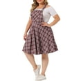 thumbnail image 4 of Unique Bargains Women's Plus Size Overall Pinafore Adjustable Straps Swing Short Dress 3X Red White, 4 of 6