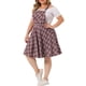 thumbnail image 4 of Overoles elegantes y chic de cuadros para mujeres de tallas grandes Agnes Orinda, faldas midi de moda 2X rojo y blanco, 4 of 6