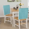 thumbnail image 5 of Teal Striped Chair Back Covers, Removable Chair Covers for Dining Chairs Set of 4, Washable Chairs Slipcovers Back Seat Protector for Wedding Party 19"x20", 5 of 9